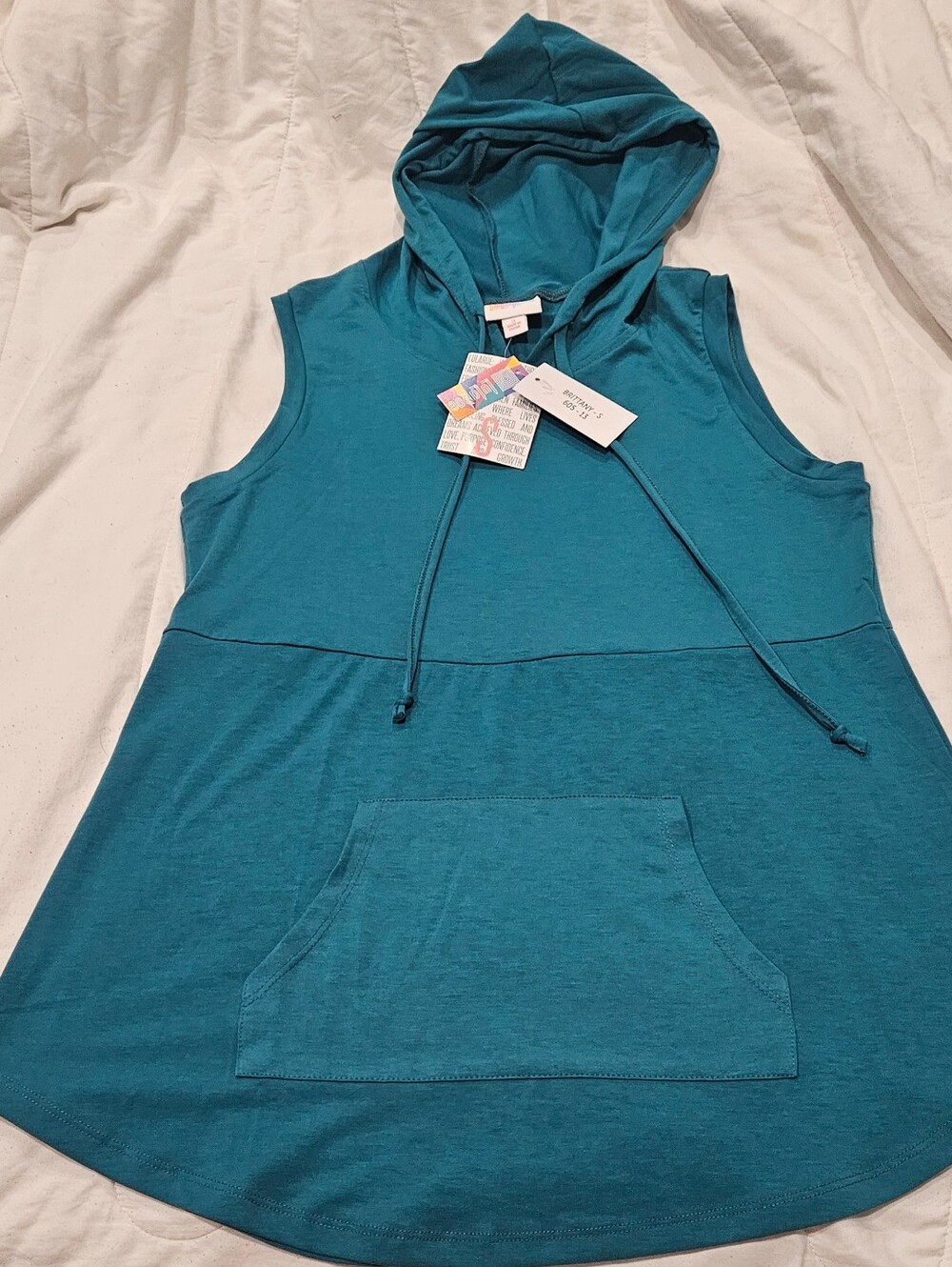 Sleeveless Hooded Tunic Top in Teal